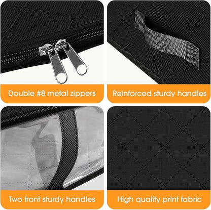 StorageRight Under Bed Storage Bags 2 Pack, 40L Large Clothes & Comforter Storage Containers with Clear Window, Breathable Fabric Organizer for Blankets, Bedding, Seasonal Clothing, Black