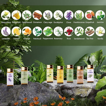 Fragrance Essential Oils Set, Essential Oils for Diffuser, for Home, Skin, Candle & Soap Making-Tea Tree, Lavender, Peppermint, Rose and More, with Gift Card for Friend, Teacher, Mom(20×5ml