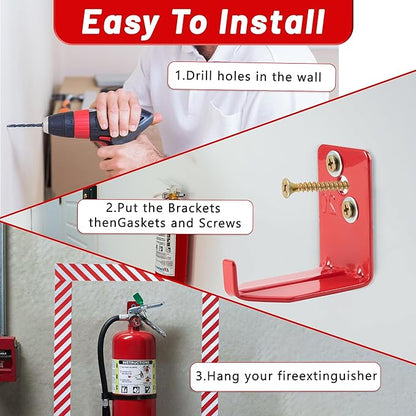 Fire Extinguisher Mount, 40 Pack Heavy Duty 3-Hole Fire Extinguisher Bracket, SturdyHolder for Easy Installation, Durable 20lb Hook Hanger