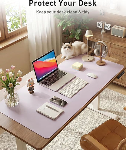 Aothia Faux Leather Desk Mat - Large Mouse Pad, Non-Slip PU Leather Blotter, Waterproof Writing Surface for Office and Home (Soft Lavender, 40" x 24")