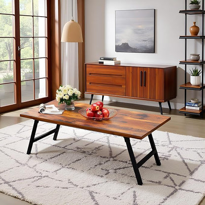 Folding Coffee Table, 39.4” Portable Floor Table Desk for Sitting on The Floor, No Assembly Low Coffee Table for Living Room, Home, Caravan and Camping, Large 39.4Lx19.7Wx15.8H, Brown