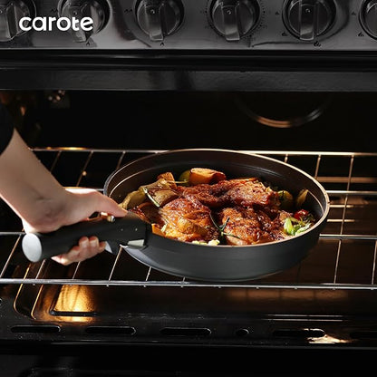 CAROTE 19pcs Pots and Pans Set Non Stick, Nonstick Cookware Set, Dishwasher/Oven/Fridge Safe Pots and Pans, Removable Handle RV Oven Safe Cookware, Induction Kitchen Set, Black
