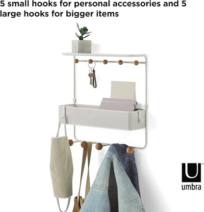 Umbra Estique Entryway Organizer with Hooks and Shelves, W/Shelf, White (Pack of 3)