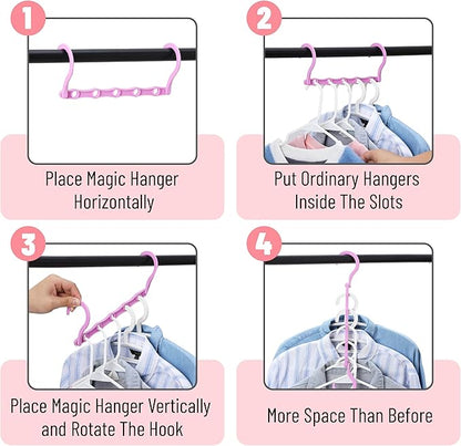 Mr. Pen- Space Saving Hangers, 8 pcs, 360° Rotating Hooks, Magic Cascading Hanger Organizer with 5 Enclosed Slots, Closet Organizers and Storage for Clothes, College Dorm Room Essentials