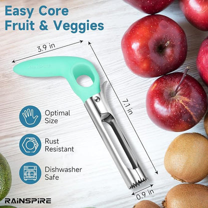 Rainspire Apple Corer Tool Kitchen Apple Core Remover Stainless Steel Comfortable Nonslip Handle, Dishwasher Safe, Mint Green