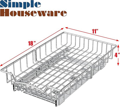 Simple Houseware Under Cabinet Pull Out Sliding Shelf Drawer Organizer, 18" D x 11" W