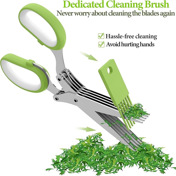 2026 Upgraded Herb Scissors, Effortless Herb Shears Cutter Tool with Sharp Stainless Steel Blades for Fresh Herbs, Must-Have Kitchen & Cooking Gadget, Green