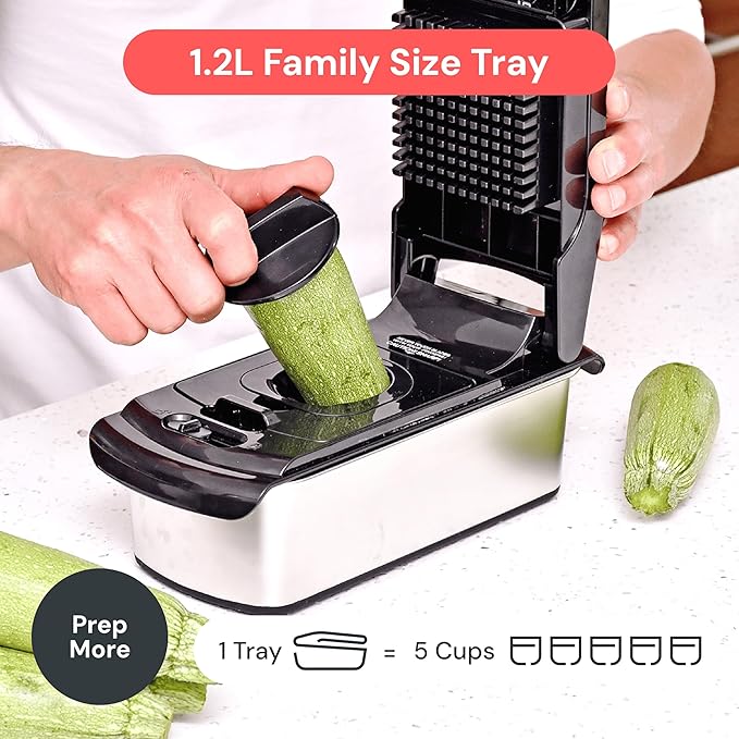 Fullstar Premium Vegetable Chopper and Mandoline Slicer - Food Chopper and Spiralizer with Container, Julienne Slicer, Fruit Slicer, Veggie Cutter, Kitchen Gadgets & Gift for Mom (14 in 1, Steel)