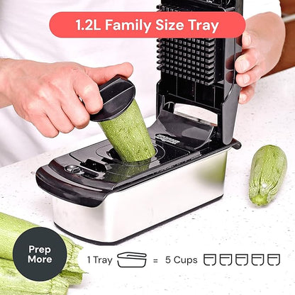 Fullstar Premium Vegetable Chopper and Mandoline Slicer - Food Chopper and Spiralizer with Container, Julienne Slicer, Fruit Slicer, Veggie Cutter, Kitchen Gadgets & Gift for Mom (14 in 1, Steel)