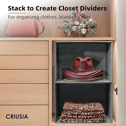 7 Pack Closet Organizers Bins, 2 Sizes Closet Shelf Organizer with Handles - Fabric Home Organization and Storage Baskets for Organizing Clothes Toys Blanket Towel Purse