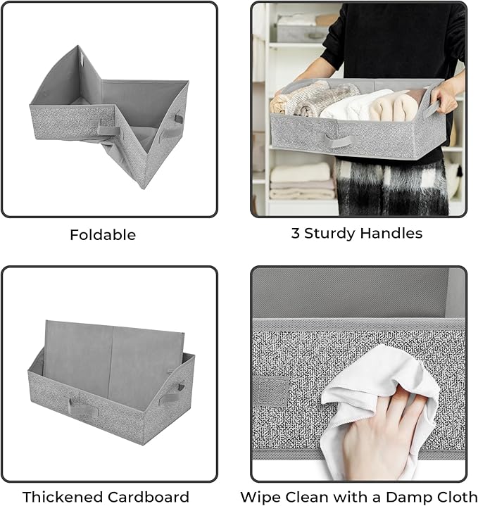 GRANNY SAYS Closet Organizers and Storage, Trapezoid Storage Bins, Gray, Dog Toy Bin, Storage Baskets for Shelves, Fabric Storage Bins with Handles, Clothing Organizer, Gray, 3-Pack