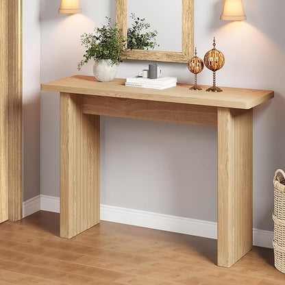 Fluted Entryway Console Table, Wooden Rectangular Sofa Table for Entrance, Narrow Wood Entryway Small Long Entry Table for Hallway, Living Room (Natural)