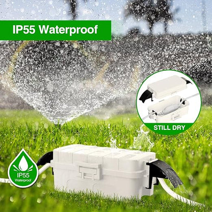 Flemoon [2 Pack] IP55 Small Outdoor Electrical Box Waterproof (Inner 5.9 x 3.2 x 1.8inch), Extension Cord Cover with Detachable Awning Covers for Plug, Outlet, Holiday Lights, White