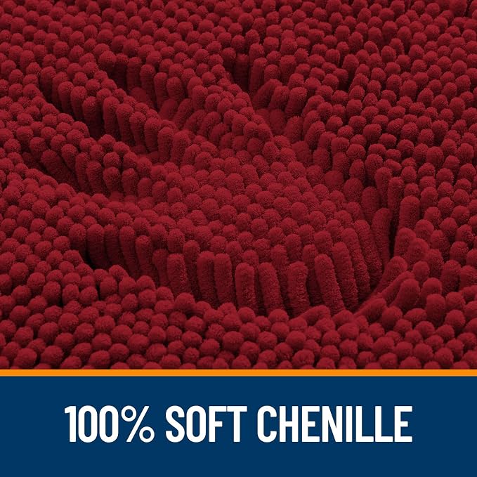 OLANLY Bathroom Runner Rugs 44x24, Extra Soft Absorbent Chenille Bath Rugs, Rubber Backing Quick Dry, Machine Washable Long Bath Mats for Bathroom Floor, Tub and Shower, Home Decor Accessories, Red