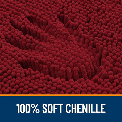 OLANLY Small Bathroom Rugs 24x16, Extra Soft Absorbent Chenille Bath Rugs, Rubber Backing Quick Dry, Machine Washable Bath Mats for Bathroom Floor, Tub and Shower, Home Decor Accessories, Red