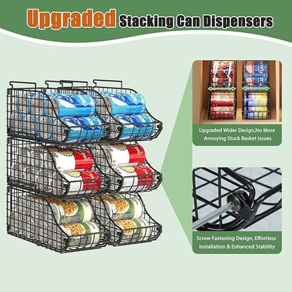 Sonyabecca 6-Pack Can Storage Organizer Pantry, Stackable Kitchen Canned Food Holder With Handles, Can Organizer For Pantry Countertop Cabinet, Beverage Drink Pop Soda Can Dispenser Patent Pending