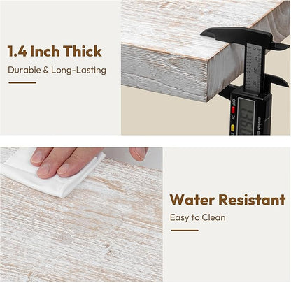 Vivelove Floating Shelves for Wall Solid Elm Wood, 24 Inches Long Rustic Wall Shelf with Invisible Bracket for Living Room Bedroom Bathroom Office, Farmhouse Wall Decor, Set of 2 - Weathered White