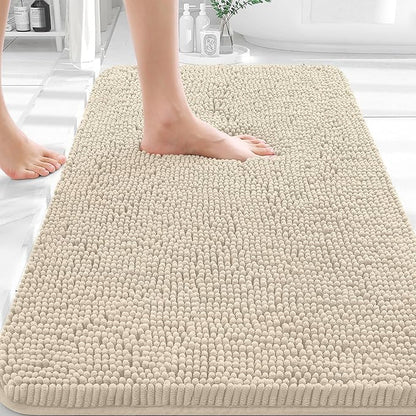 OLANLY Bathroom Rugs 35x24, Extra Soft Absorbent Chenille Bath Rugs, Rubber Backing Quick Dry, Machine Washable Bath Mats for Bathroom Floor, Tub and Shower, Home Decor Accessories, Sand