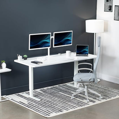 VIVO Electric 71 x 30 in Dual Motor Sit Stand Desk, Memory Height Adjustment, 2B Series, White Top White Frame, DESK-KIT-2W7W