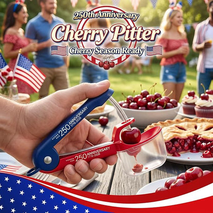 Cherry Pitter Cherries Pitter Tool For Cherry Season | 250th Independence Day Pattern,Stainless Steel Rod,Lock Design, Sorage Box,Dishwasher