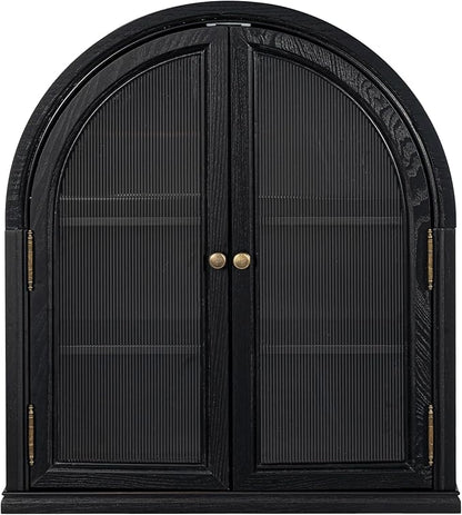 Chogori Arched Bathroom Wall Cabinet, 27x24x9 Inch Over The Toilet Storage Cabinet with Acrylic Doors & 3 Adjustable Shelves, Wall Mounted Cabinet for Bathroom, Kitchen, Laundry Room, Black