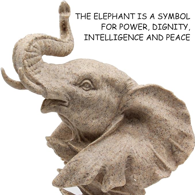 H&W Sandstone Elephant - Statue Decoration for Home/Study/Living Room, Great Collectible Figurines, Best Gift for The Man, Sandstone Color