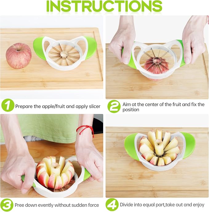 Supercenter Apple Cutter, Apple Corer and Slicer - 4.72 Inch Apple Slicer | Stainless Steel Apple Corer Tool with 12 Super Sharp Blades, lightweight Apple Slicer and Corer with Anti-slip Handle