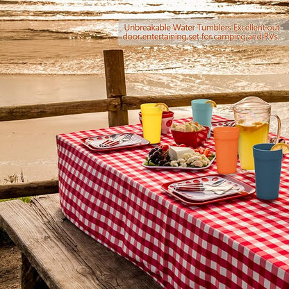 Homestockplus 【Set of 8】 20 Oz Tumbler Cups,Unbreakable Drinking Cups Microwave and Dishwasher Safe BPA Free E-Co Friendly Reusable Cup For Smoothies,Water