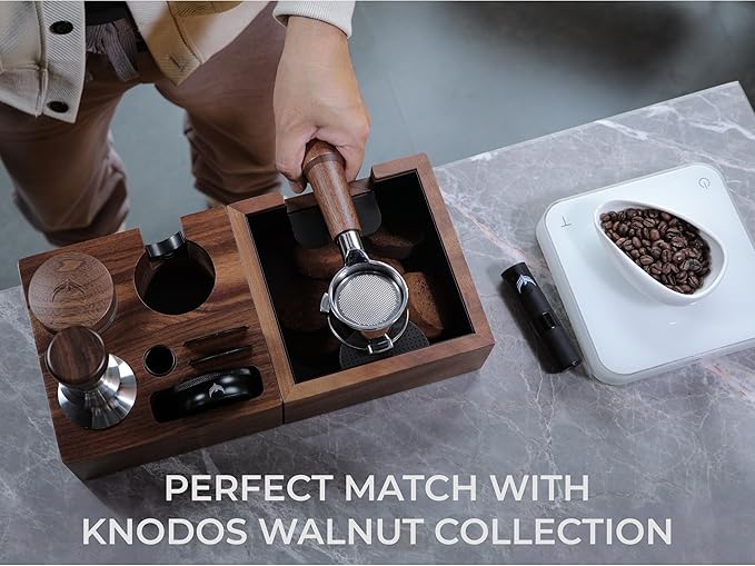 58mm Tamper Station Walnut Portafilter Holder Compact Espresso Organizer with Multi Accessory Storage Espresso Machine Accessories for Coffee Bar