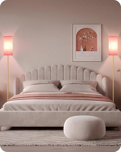 2Pack Floor Lamp, Pole with Foot Switch, Modern Standing Lamp Lampshade, Minimalist Freestanding Lamp (Bulb Not Included), for Living Room, Bedroom Office ETL Listed,Gold and Pink DP07LDP205