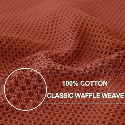 Homaxy 100% Cotton Oversized Waffle Weave Kitchen Dish Towels, Ultra Soft Absorbent Quick Drying Cleaning Towel, 20x28 Inches, 8-Pack, Rust