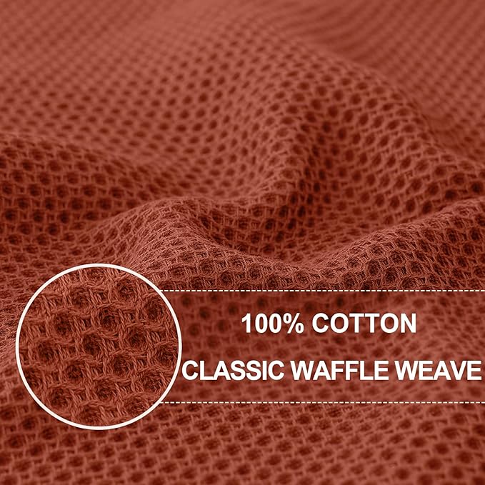 Homaxy 100% Cotton Oversized Waffle Weave Kitchen Dish Towels, Ultra Soft Absorbent Quick Drying Cleaning Towel, 20x28 Inches, 6-Pack, Rust