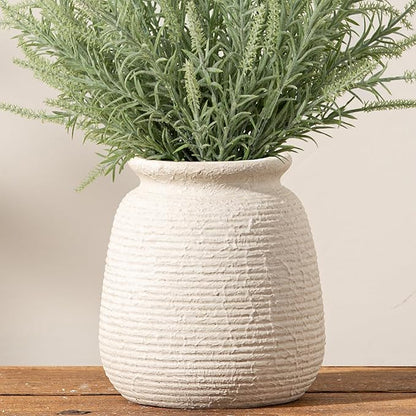 Ceramic Flower Vases Home Decor, Rustic Farmhouse Decorative Vase Pottery Wide-Mouth Vases for Home Decor Table Living Room Entryway Mantel Bookshelf Bedroom Bathroom Kitchen - 7.48" W