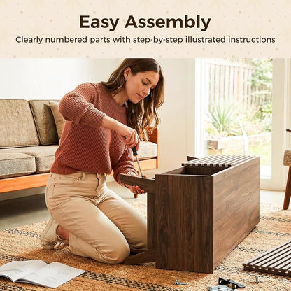 AODK 70.8" TV Stand for 55"/65"/75" TVs, Mid-Century Modern Fluted Entertainment Center with Sliding Doors, Storage Cabinets & Media Console Table, Living Room & Bedroom, Walnut