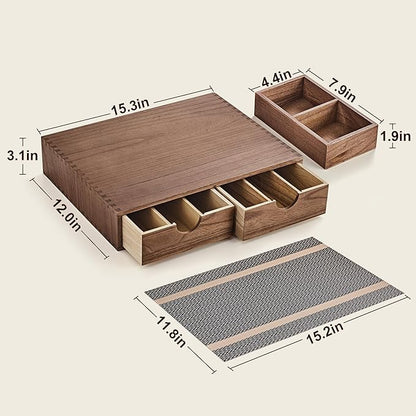 SMARTAKE Wooden K Cup Organizer Coffee Pod Storage Box, Coffee Pod Tea Organizer and Storage, K Pod Drawer Coffee Maker Stand, Kcup Holder for Countertop Kitchen Office Coffee Bar, 30 Pod Capacity