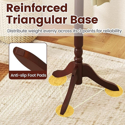 Giantex Solid Wood Coat Rack, Freestanding Hall Tree with 3 Adjustable Heights and 11 Hooks, Rubber Wood Frame, Entryway Hanger Stand, Wooden Garment Rack for Hallway, Living Room (Reddish Brown)