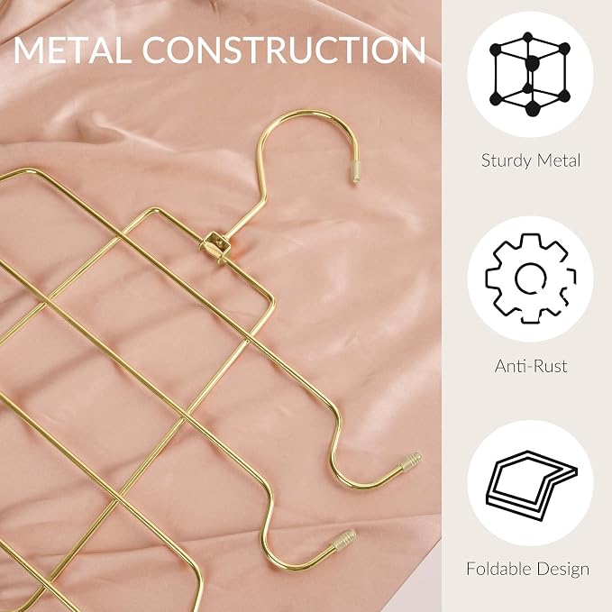 ZEDODIER 4 Pack Tank Top Hanger Space Saving, Bra Hangers for Closet Organizer, Hanging Bra Organizer Tank Tops Holder with 32 Hooks, Metal Closet Organizers and Storage Small Space Solutions, Gold