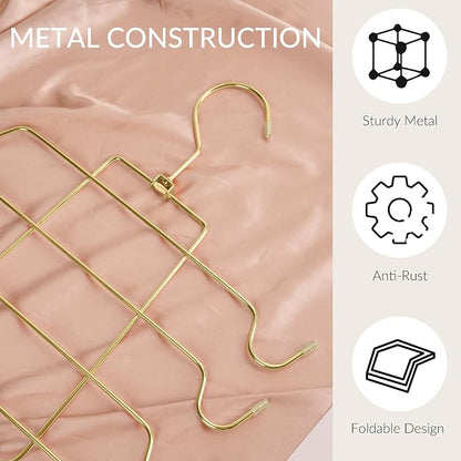 ZEDODIER 4 Pack Tank Top Hanger Space Saving, Bra Hangers for Closet Organizer, Hanging Bra Organizer Tank Tops Holder with 32 Hooks, Metal Closet Organizers and Storage Small Space Solutions, Gold