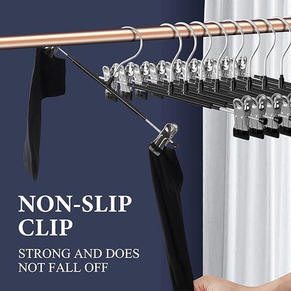 14Inch 30PACK Pants Hangers with Clips Adjustable Skirt Hangers for Women Black Metal Non-Slip Trousers Hanger Heavy Duty Space Saving Clothes Hangers for Shorts,Jeans