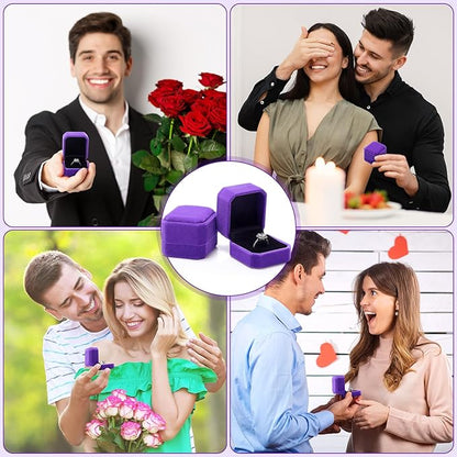 Laumoi 36 Pcs Velvet Ring Box for Wedding Ceremony Engagement Jewelry Boxes Packaging Display Ring Case Earring Storage Holder for Proposal Anniversary Birthday Gift(Purple)