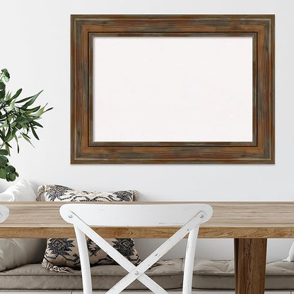 Amanti Art White Cork Board for Wall, 22x30 Vision Board with Brown Wood Frame, Medium Corkboard Office Decor for Home Organization, Country Rustic Corkboard Pinboard to Display Items for Home