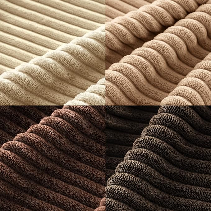 MIULEE Boho Farmhouse Throw Pillow Covers 20x20 Inch Set of 4 Rustic Mordern Neutral Cushion Covers Soft Corduroy Nordic Home Decor for Couch Bed Sofa Living Room Dark Brown