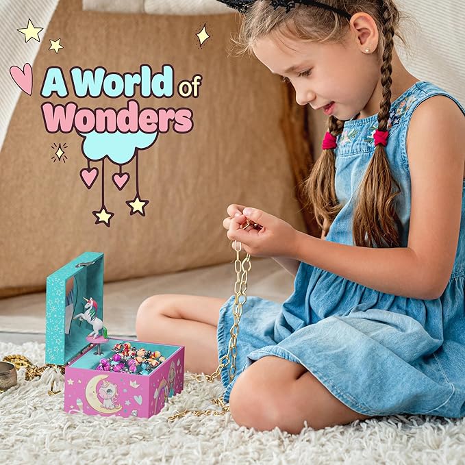 Lark & Loop Musical Jewelry Box for Kids - Unicorn Gifts