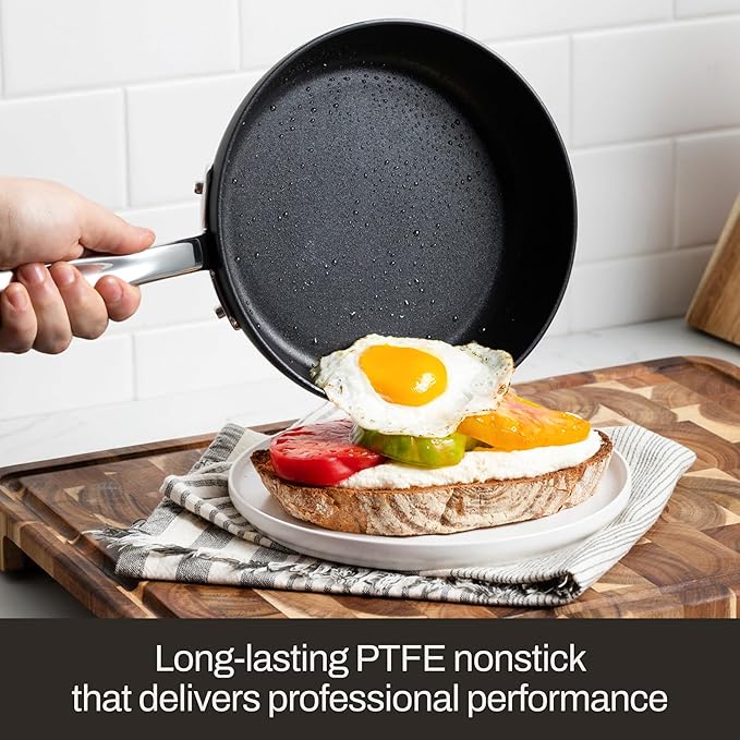 All-Clad HA1 Expert Hard Anodized NonstickFrying Pans Skillets Set with Lids (8", 10" & 12") Dishwasher-Safe, Oven-Safe Up to 500°F Compatible with All Stovetops (Gas, Electric & Induction) - Black