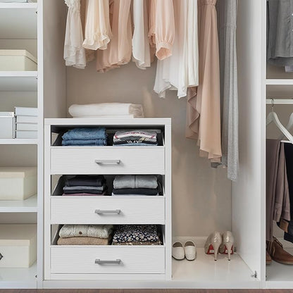 BOLUO Closet Drawers White Fabric 3 Drawer Small Dresser for Closet Organizers and Storage Bedroom Dorm Modern
