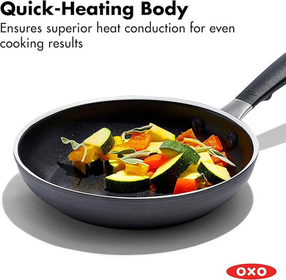 OXO 8” Non-Stick Every Day Frying Pan, BPA-Free Comfort Grip Silicone Handle, Dishwasher & Oven Safe, PFAS-Free Ceramic Skillet, Black