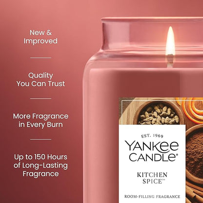 Yankee Candle Kitchen Spice, Holiday Scented Candle, 22oz Large Jar with up to 150 Hour Burn Time, Giftable