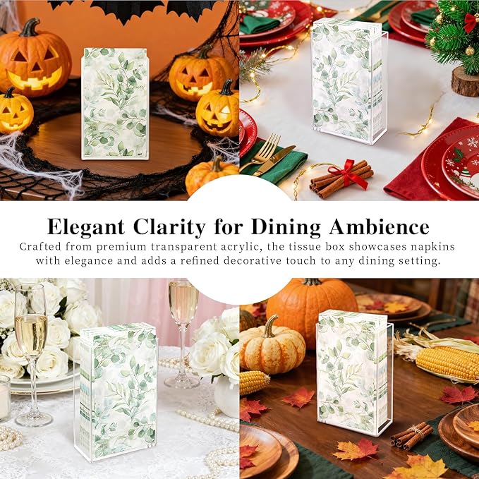 Acrylic Guest Towel Holder, Clear Vertical Napkin Dispenser Space Saving for Bathroom, Waterproof Disposable Hand Towel Box for Kitchen, Modern Dining Table Napkin Storage for Home Hotel Office