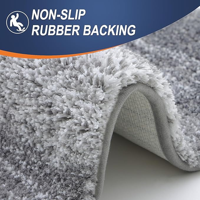 OLANLY Bathroom Runner Rugs Mat 70x24, Extra Soft Absorbent Microfiber Bath Rugs, Rubber Backing, Quick Dry, Washable Long Bath Mats for Bathroom Floor, Tub and Shower, Home Decor Accessories, Grey