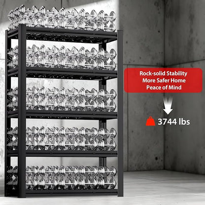 72" H x 36.12" W x 16" D Instrial 5-Heavy-Duty-Shelf Storage-Rack Adjustable Shed Shelving Metal Shelves Steel (Wire) Garage Bin Shelving Unit-s Organizer System for Basement/Kitchen, Black